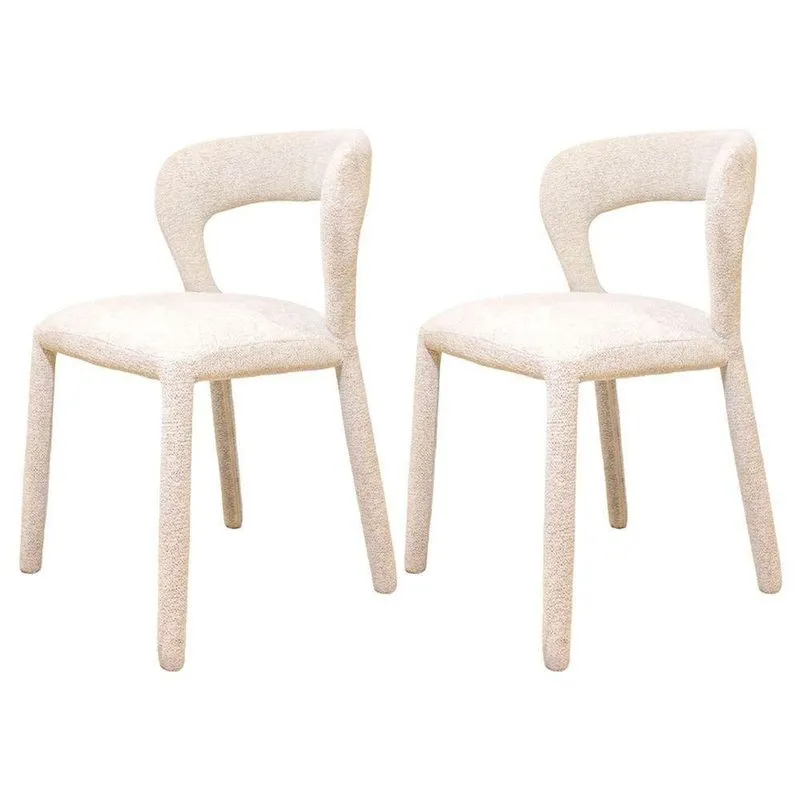 Kit 2 Cadeiras Nuvem Domann Design Estrutura Em Ferro Tecido Blouclé Branco