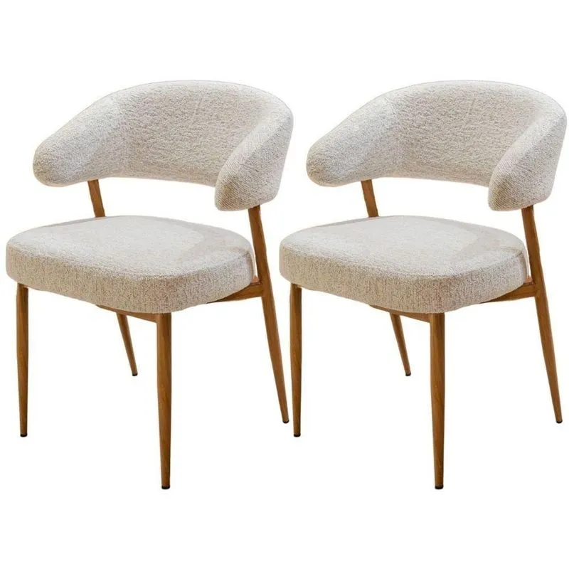 Kit 2 Cadeiras Veneza Com Estrutura De Aço E Tecido Bouclé Branco