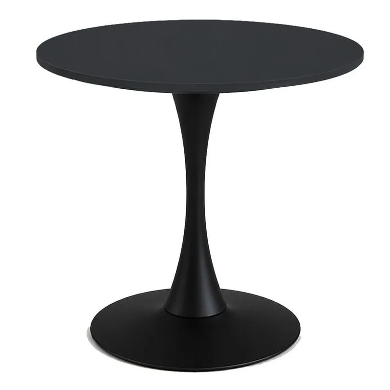 Mesa de Jantar Saarinen Fratini Aço Preto Base Tampo MDP Redondo 70cm Preto