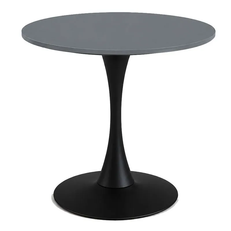 Mesa de Jantar Saarinen Fratini Aço Preto Base Tampo MDP Redondo 70cm Grafito