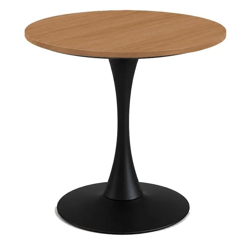 Mesa de Jantar Saarinen Fratini Aço Preto Base Tampo MDP Redondo 70cm Samba