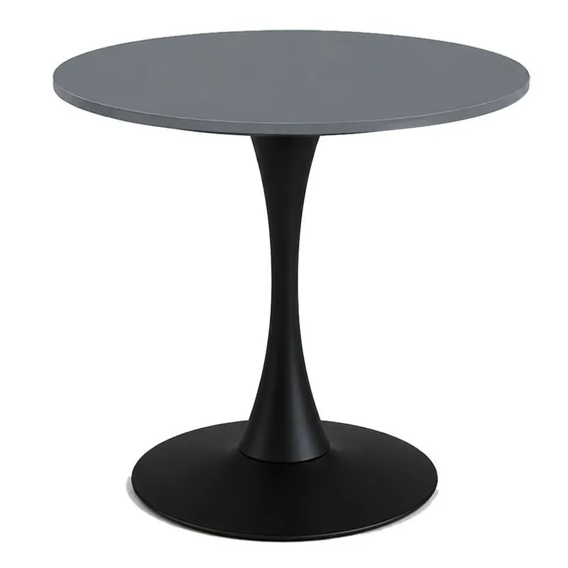 Mesa de Jantar Saarinen Fratini Aço Preto Base Tampo MDP Redondo 80cm Grafito