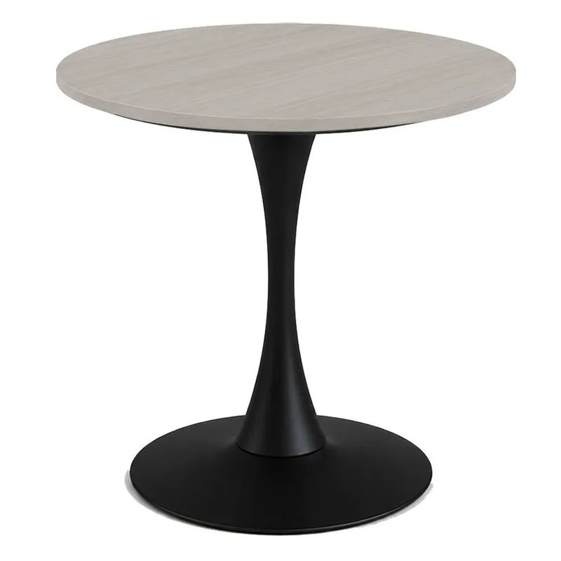 Mesa de Jantar Saarinen Fratini Aço Preto Base Tampo MDP Redondo 80cm CasaBlanca