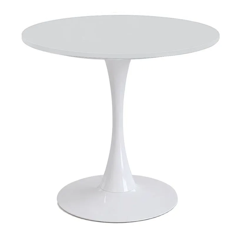 Mesa de Jantar Saarinen Fratini Aço Branco Base Tampo MDP Redondo 70cm Branco