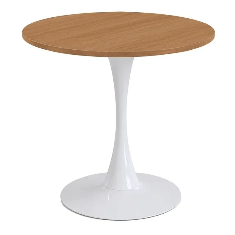 Mesa de Jantar Saarinen Fratini Aço Branco Base Tampo MDP Redondo 70cm Samba