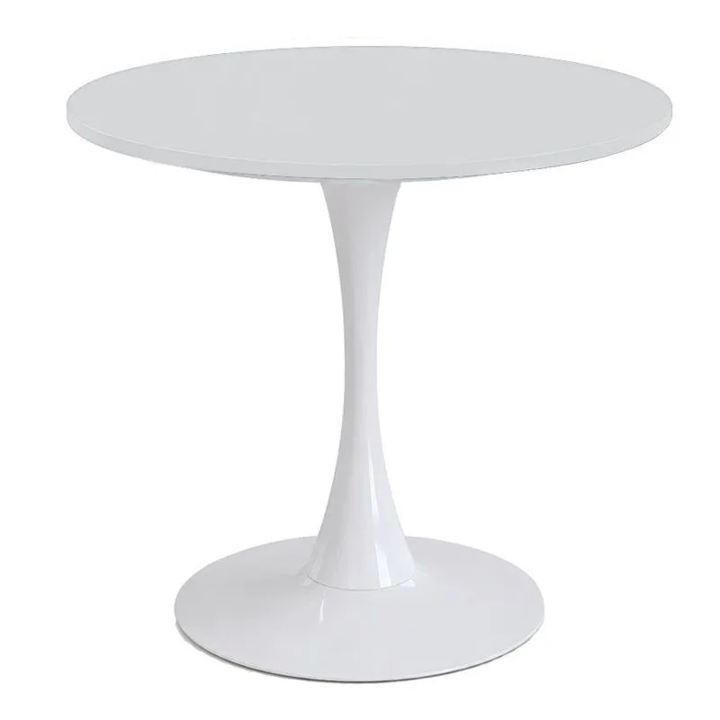 Mesa de Jantar Saarinen Fratini Aço Branco Base Tampo MDP Redondo 80cm Branco