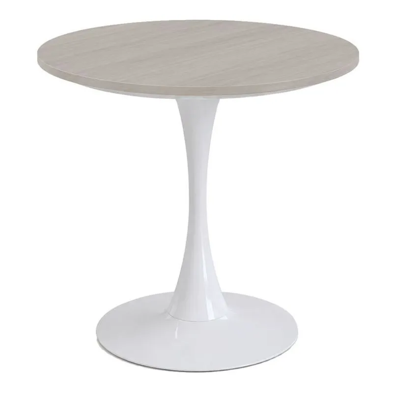 Mesa de Jantar Saarinen Fratini Aço Branco Base Tampo MDP Redondo 80cm CasaBlanca