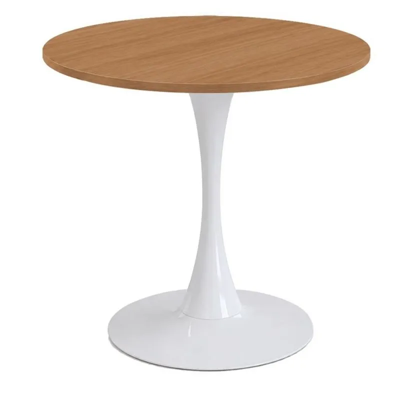 Mesa de Jantar Saarinen Fratini Aço Branco Base Tampo MDP Redondo 80cm Samba