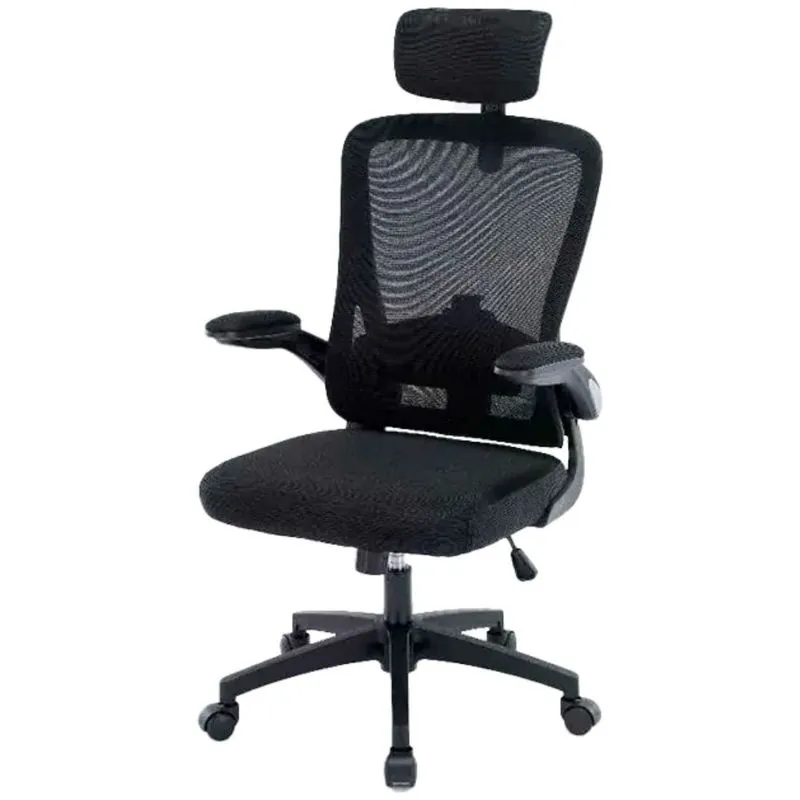 Cadeira Escritório Presidente Luna Domann Design Assento Tecido Preto Tela Mesh Base Metal