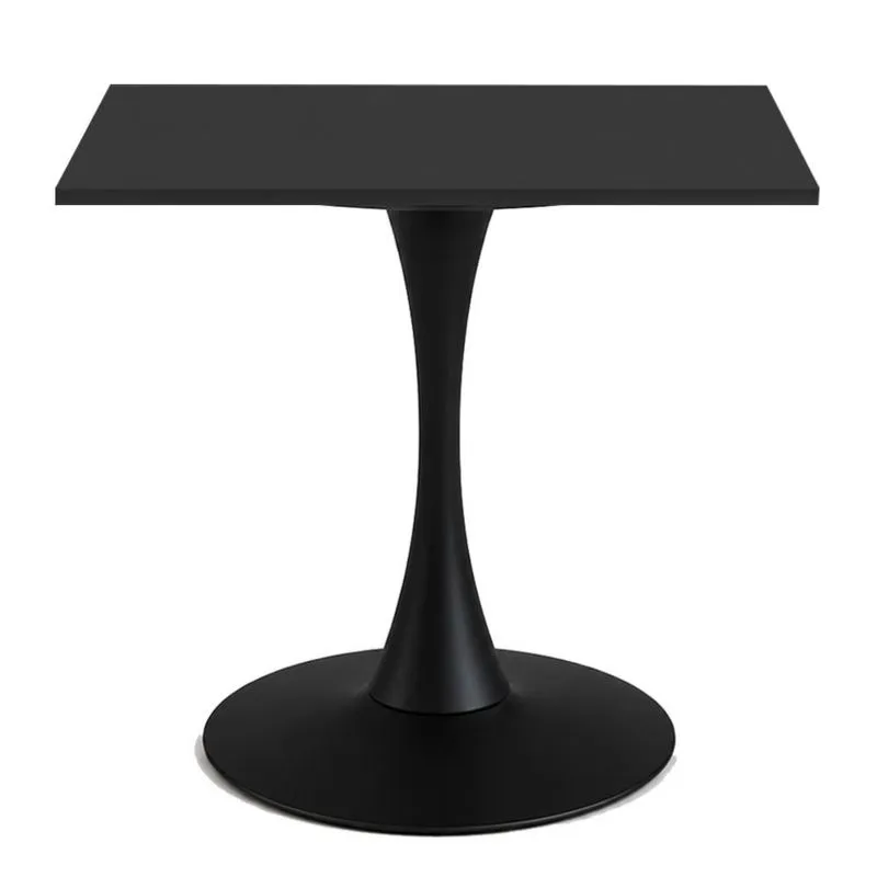 Mesa de Jantar Saarinen Fratini Aço Preto Base Tampo MDP Quadrado 70cm Preto