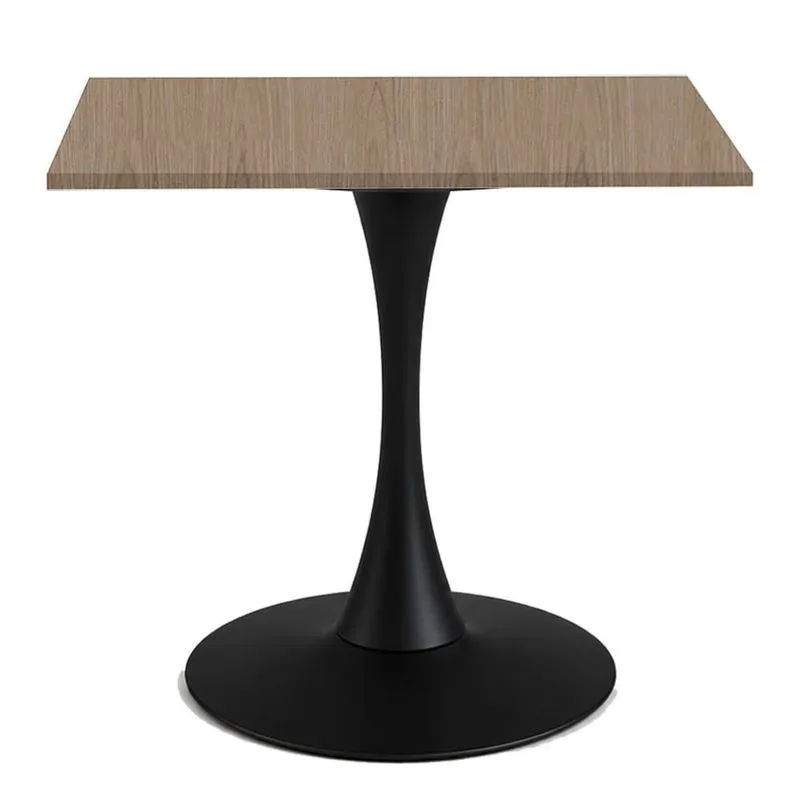 Mesa de Jantar Saarinen Fratini Aço Preto Base Tampo MDP Quadrado 70cm Noce Naturale
