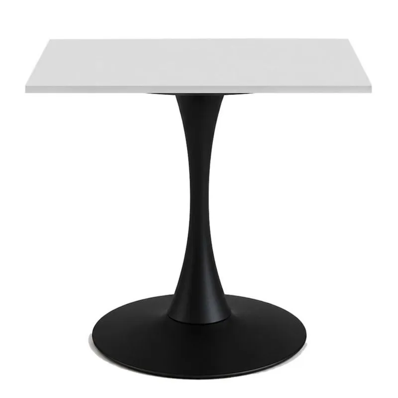 Mesa de Jantar Saarinen Fratini Aço Preto Base Tampo MDP Quadrado 70cm Branco