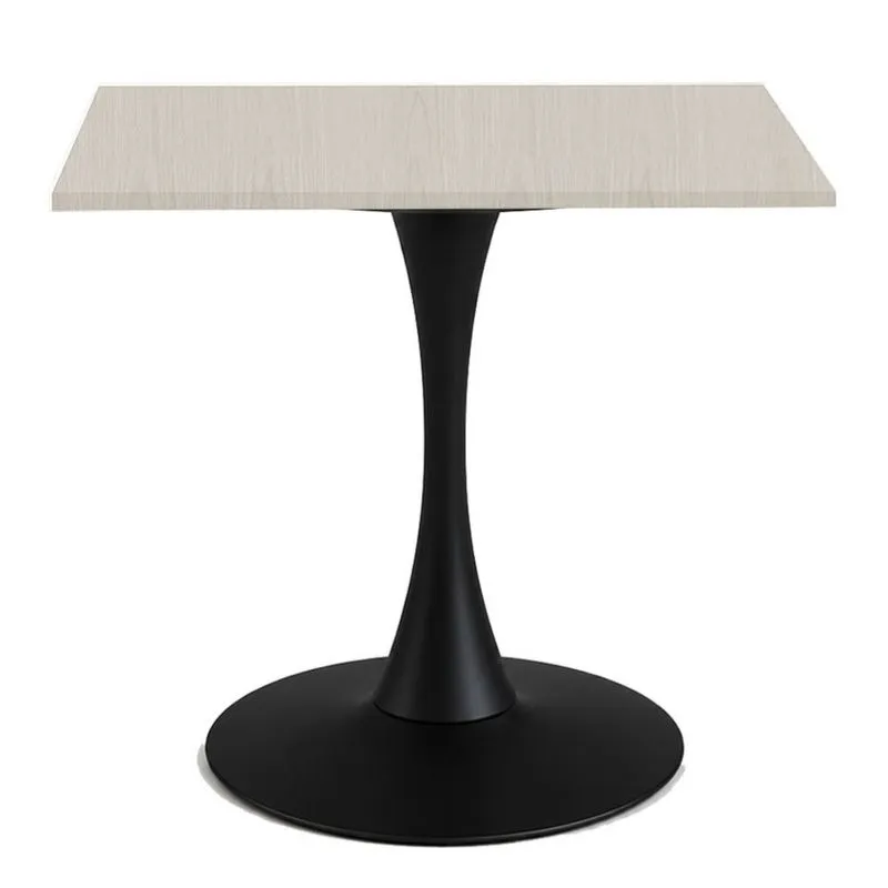 Mesa de Jantar Saarinen Fratini Aço Preto Base Tampo MDP Quadrado 80cm CasaBlanca