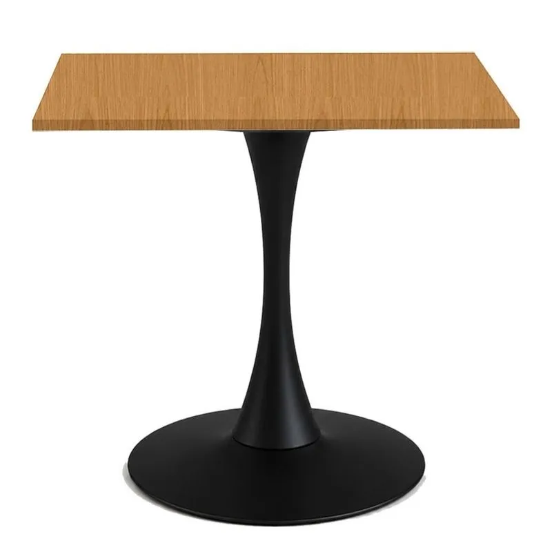 Mesa de Jantar Saarinen Fratini Aço Preto Base Tampo MDP Quadrado 80cm Samba