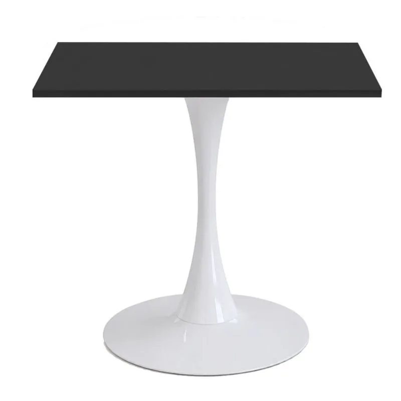 Mesa de Jantar Saarinen Fratini Aço Branco Base Tampo MDP Quadrado 70cm Preto