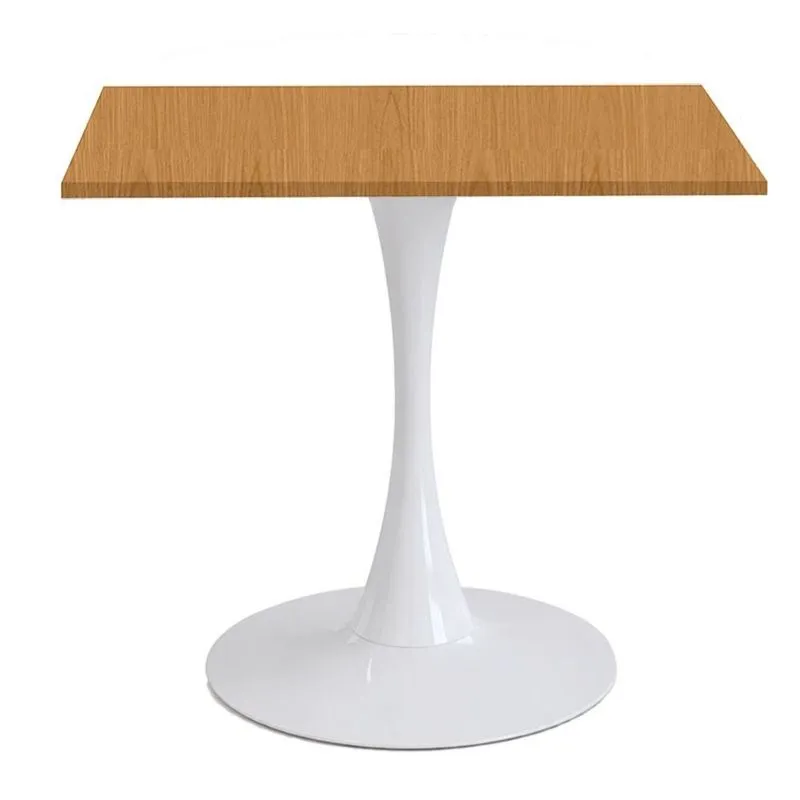 Mesa de Jantar Saarinen Fratini Aço Branco Base Tampo MDP Quadrado 70cm Samba