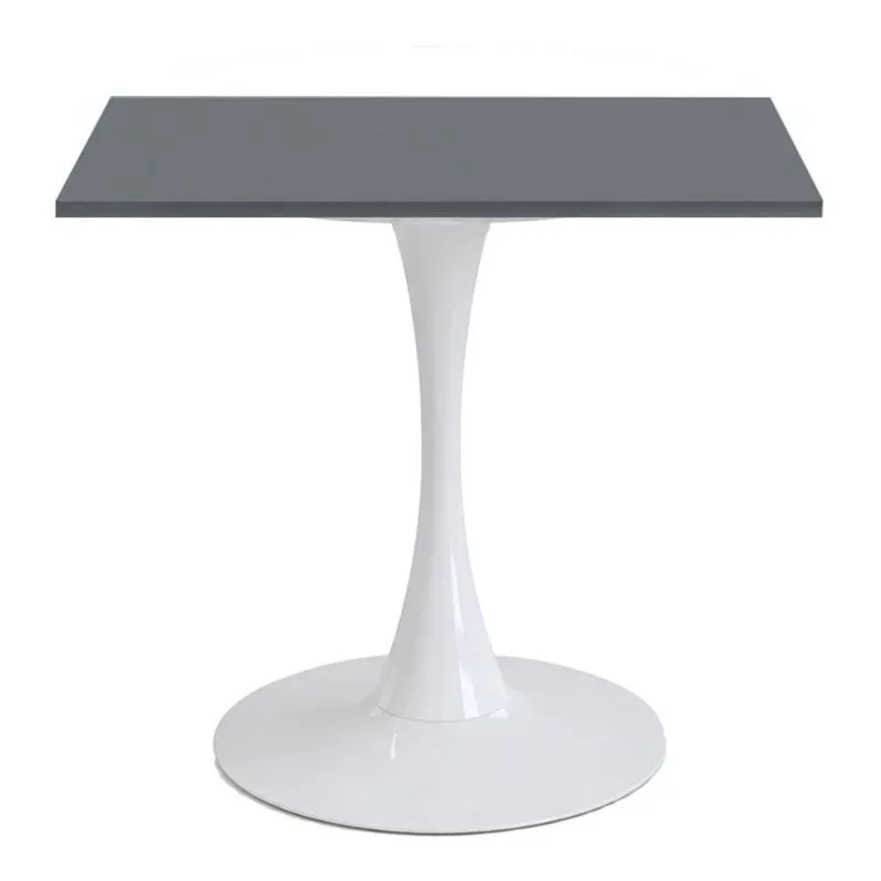 Mesa de Jantar Saarinen Fratini Aço Branco Base Tampo MDP Quadrado 80cm Grafito