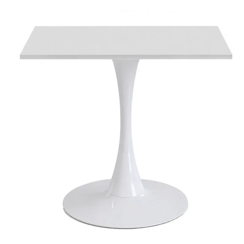 Mesa de Jantar Saarinen Fratini Aço Branco Base Tampo MDP Quadrado 80cm Branco