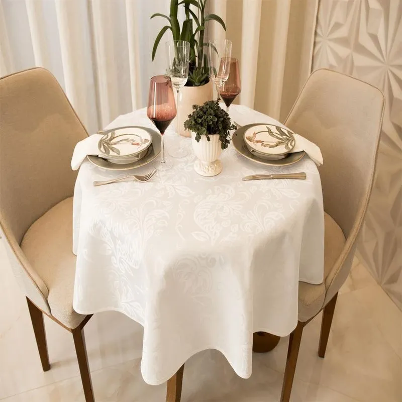 Toalha De Mesa 2,10m Redonda Impermeável Joydecor Branco