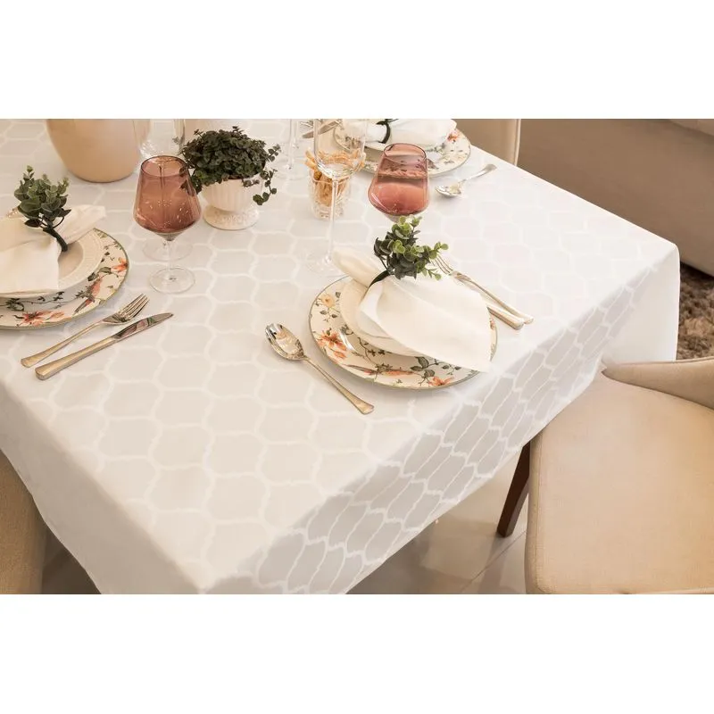 Toalha De Mesa 1,70m X 3,20m Impermeável Marrocos Branco