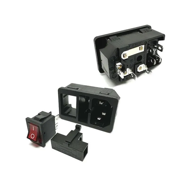 Tomada Ac Tripolar C14 10a Painel Com Chave E Porta Fusível