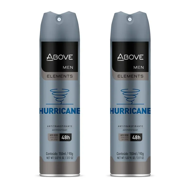 Kit 2 Desodorantes Above Men Elements Hurricane 48h 150ml