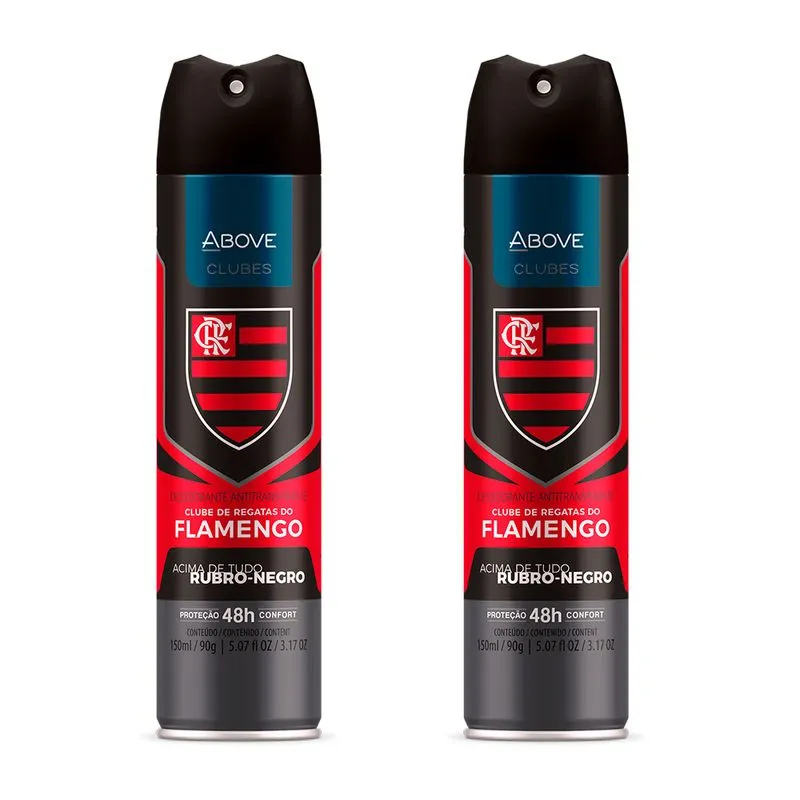 Kit 2 Desodorante Aerossol Above Clubes Flamengo 48h 90g