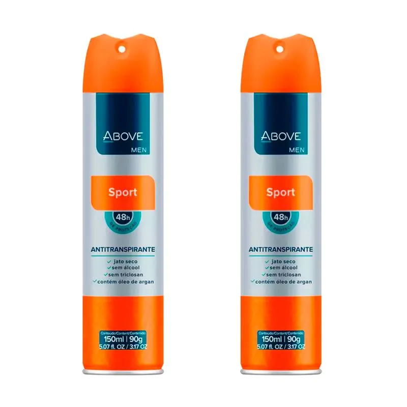 Kit C/ 2 Desodorantes Antitranspirante Above Men Sport 150ml