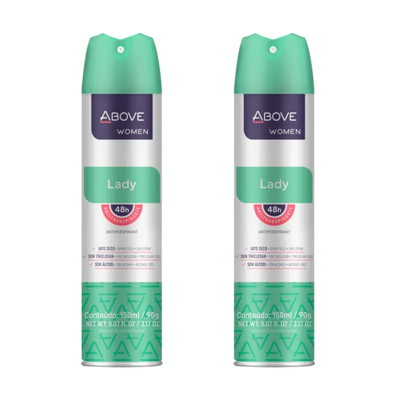 Kit 2 Desodorantes Antitranspirante Above Women Lady 48h 90g