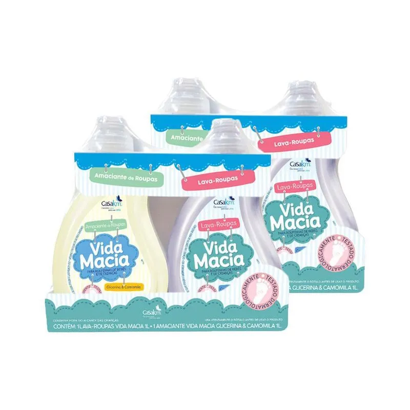 Kit 2 Lava-roupas De Crianças 1l + 2 Amaciante Vida Macia 1l