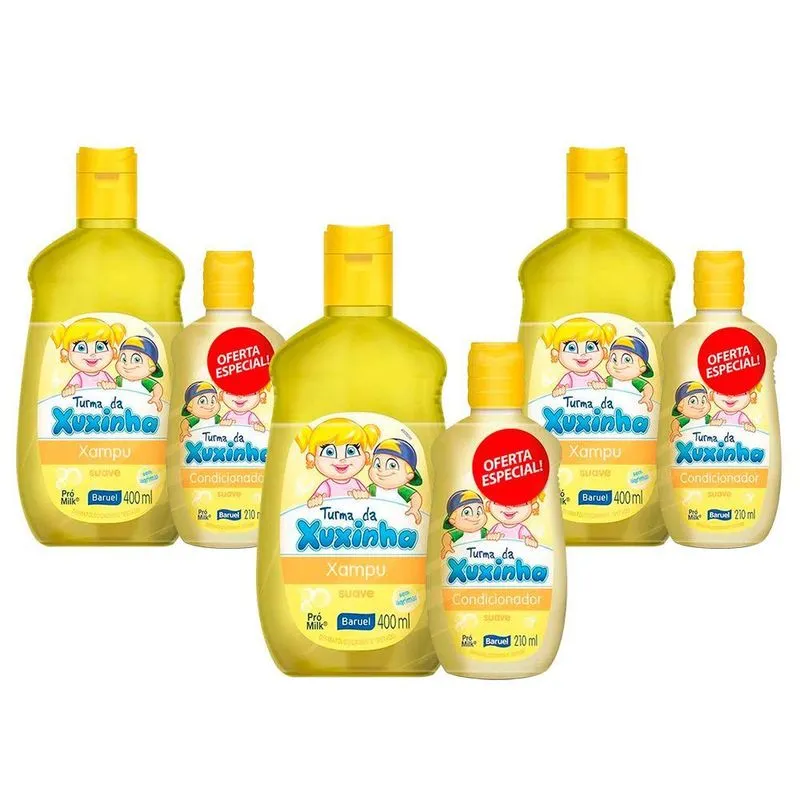 Kit Com 3 Shampoo 400ml+condicionador Turma Da Xuxinha Suave