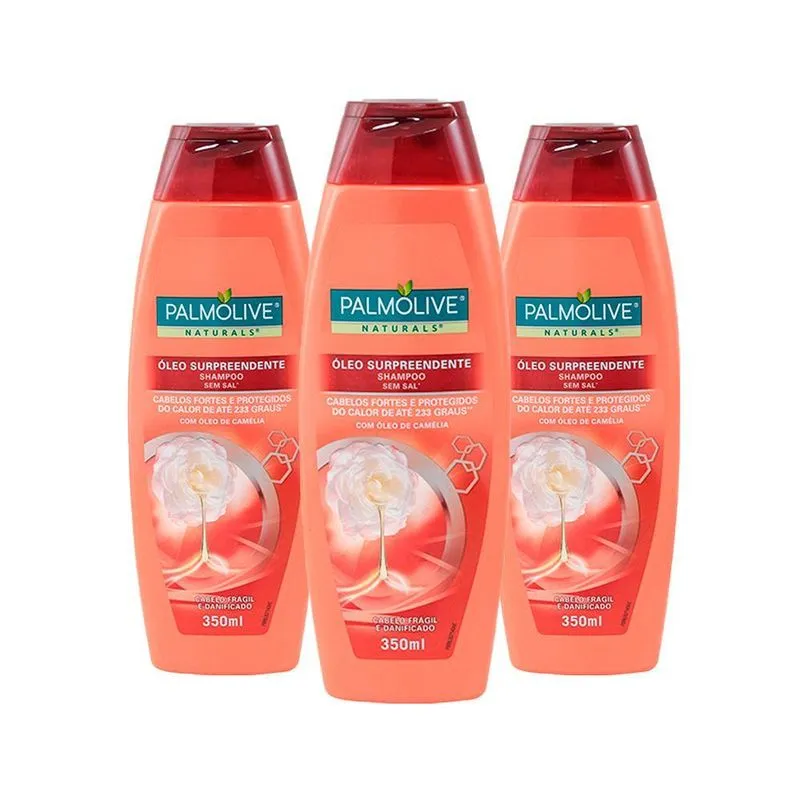 Kit Com 3 Shampoo Palmolive Natural Óleo Surpreendente 350ml
