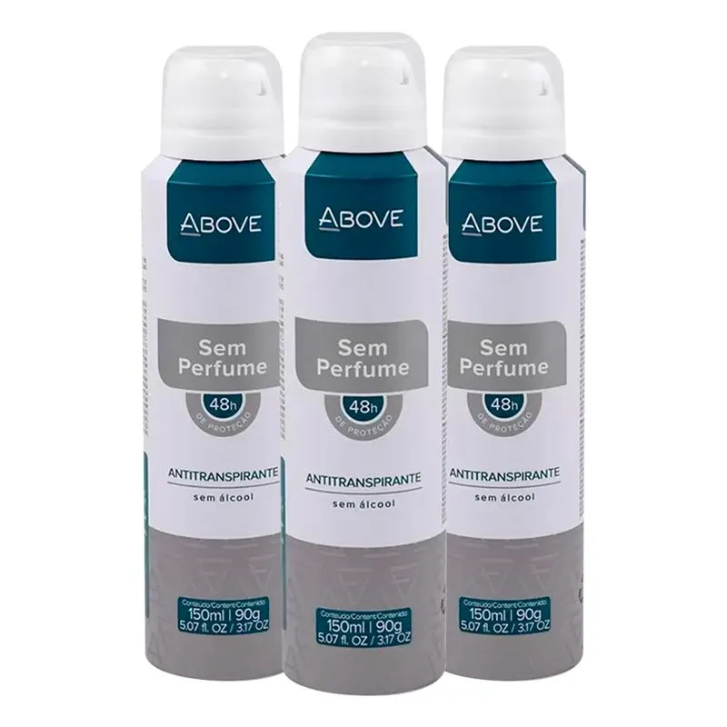 Kit 3 Desodorantes Antitranspirante Above Sem Perfume 150ml