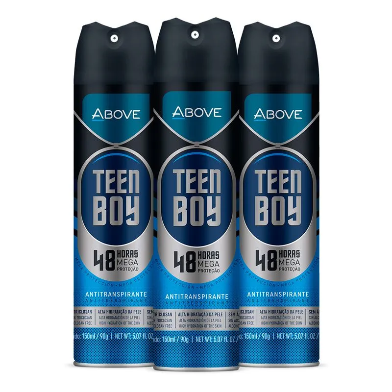 Kit C/ 3 Desodorante Antitranspirante Above Teen Boy