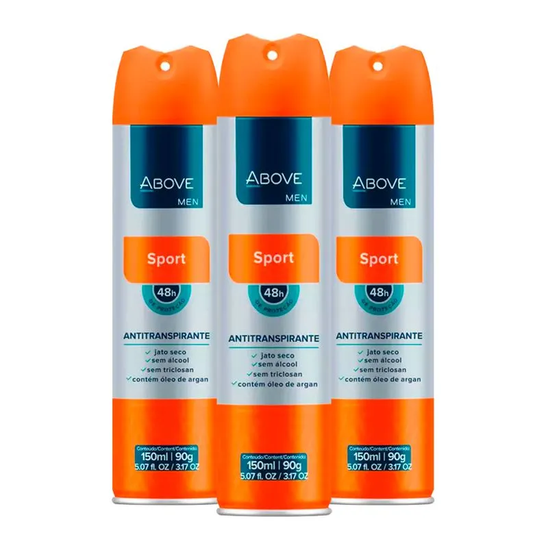 Desodorante Antitranspirante Above Men Sport 150ml (3 Und)