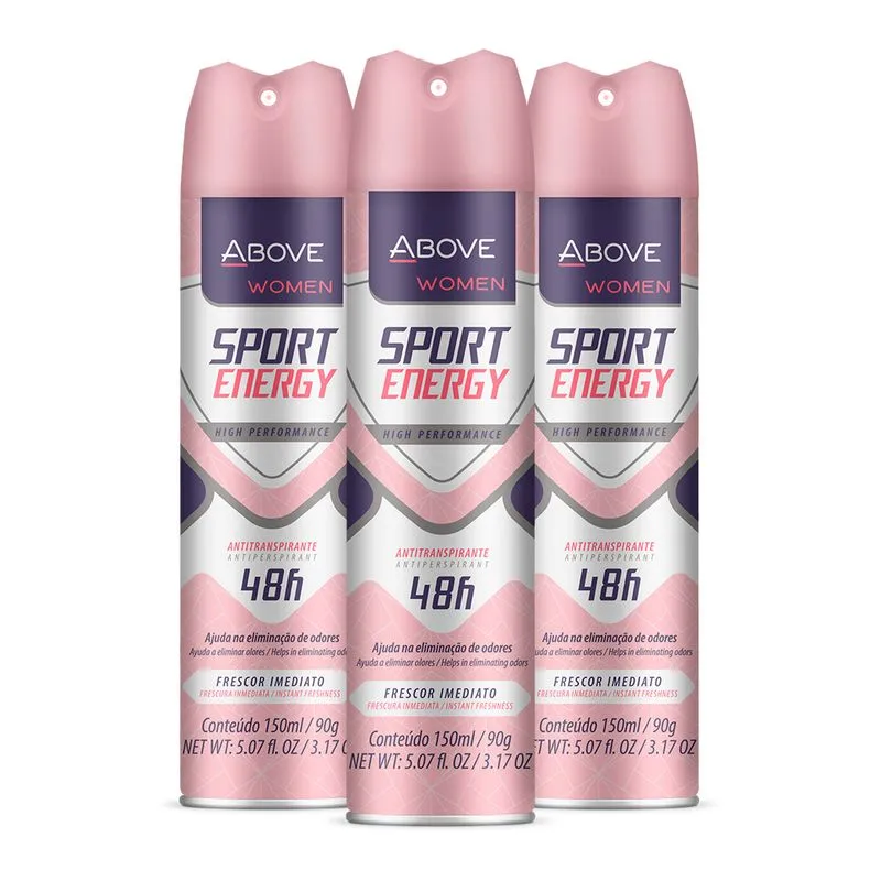 Kit 3 Desodorante Antitranspirante Above Femin. Sport Energ