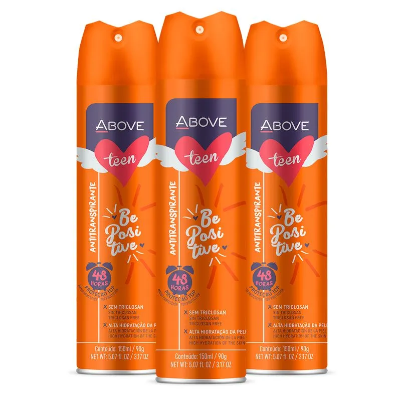 Kit C/ 3 Desodorante Antitranspirante Above Teen Be Positive
