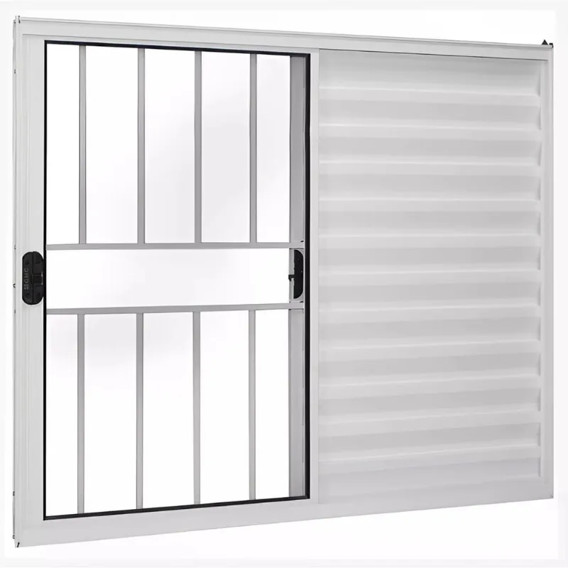 Janela de Alumínio Branco Veneziana de Correr 3 Folhas Com Grade cmc Modular - 1.20 (l) X 1.20 (a)