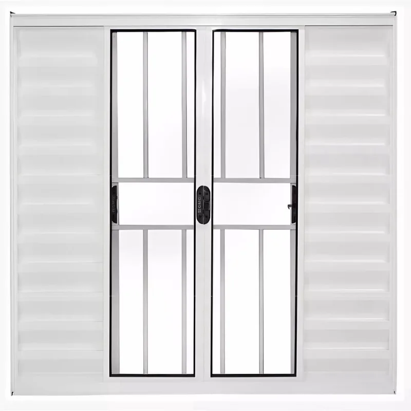 Janela de Alumínio Branco Veneziana de Correr 6 Folhas Com Grade cmc Modular - 2.00 (l) X 1.00 (a)