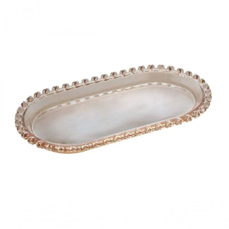 Travessa Oval Cristal Coração Ambar 25x13x12,5cm - Lyor