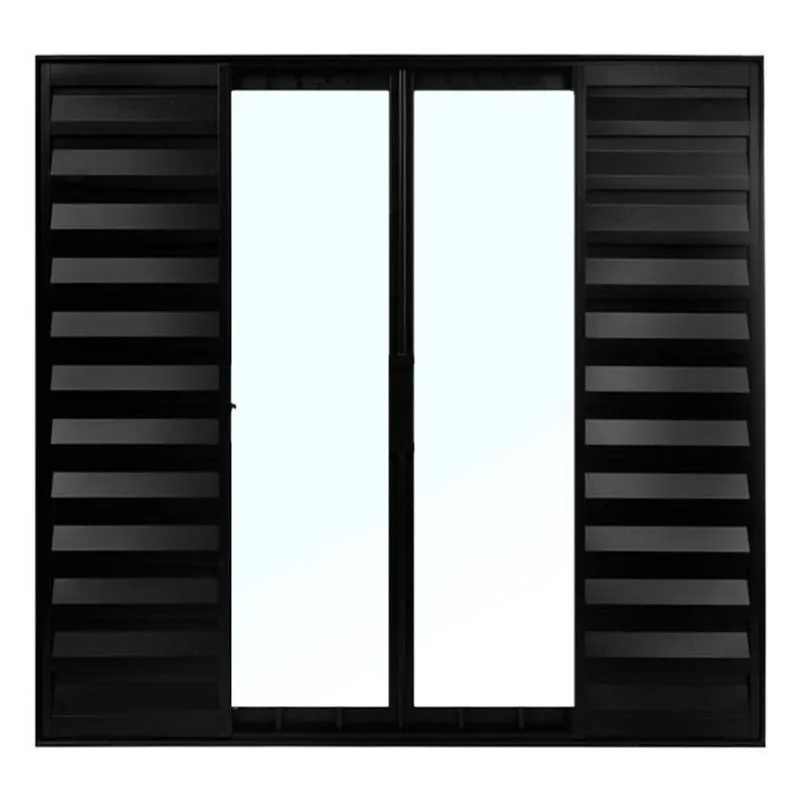 Janela de Alumínio Preto Veneziana de Correr 6 Folhas Sem Grade cmc Modular - 1.50 (l) X 1.20 (a)