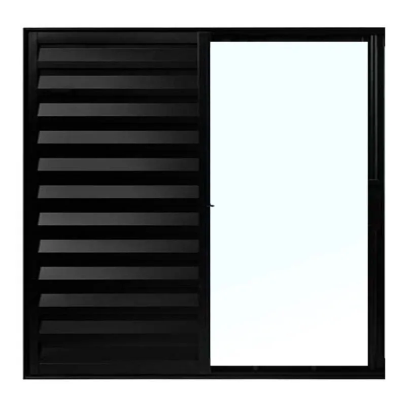 Janela de Alumínio Preto Veneziana de Correr 3 Folhas Sem Grade cmc Modular - 1.00 (l) X 1.00 (a)