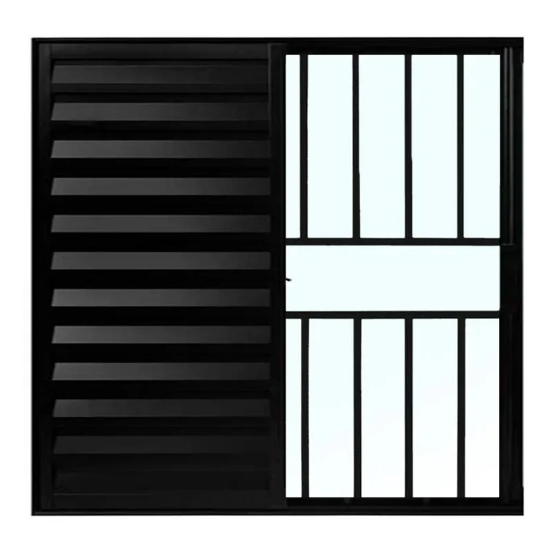 Janela de Alumínio Preto Veneziana de Correr 3 Folhas Com Grade cmc Modular - 1.20 (l) X 1.20 (a)