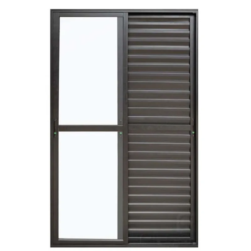 Porta Balcão de Correr com Veneziana de Alumínio Preto 3 Folhas Móveis Hale Esquadrias - 2.10 (a) X 1.20 (l)