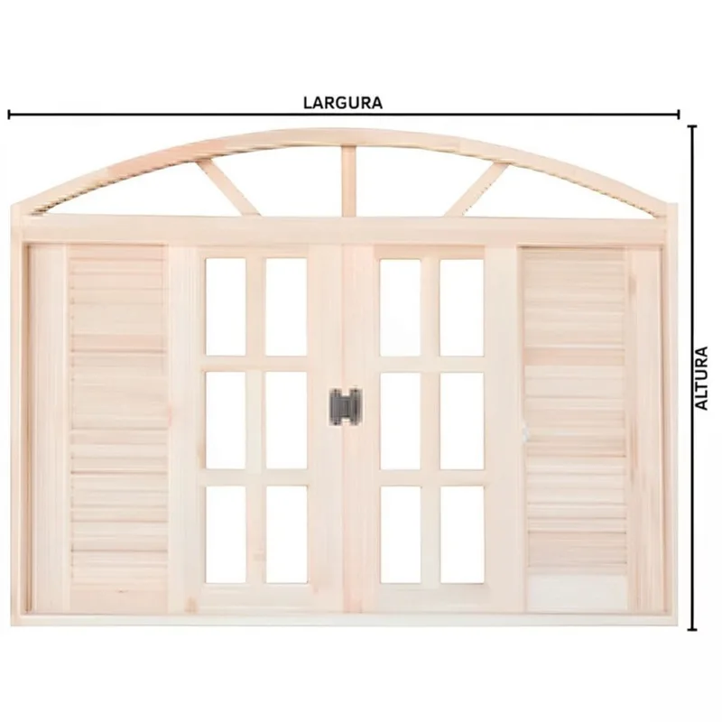 Janela de Madeira Veneziana de Correr Arco Eucalipto Batentes de 14 cm Linha Pop mmc Company-1.40(L)X1.00(A)