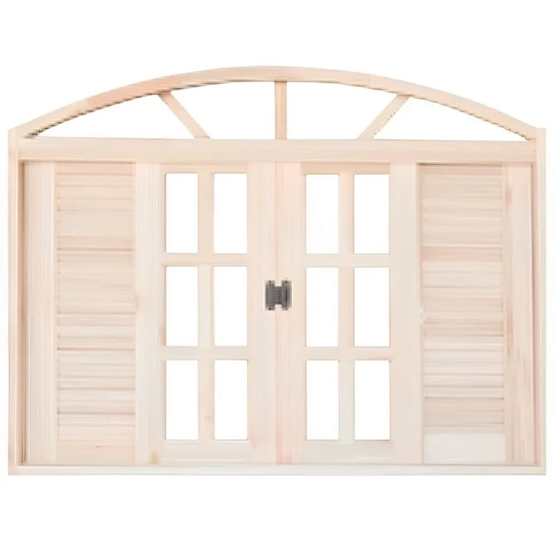 Janela de Madeira Veneziana de Correr Arco Eucalipto Batentes de 14 cm Linha Pop mmc Company-1.20(L)X1.20(A)