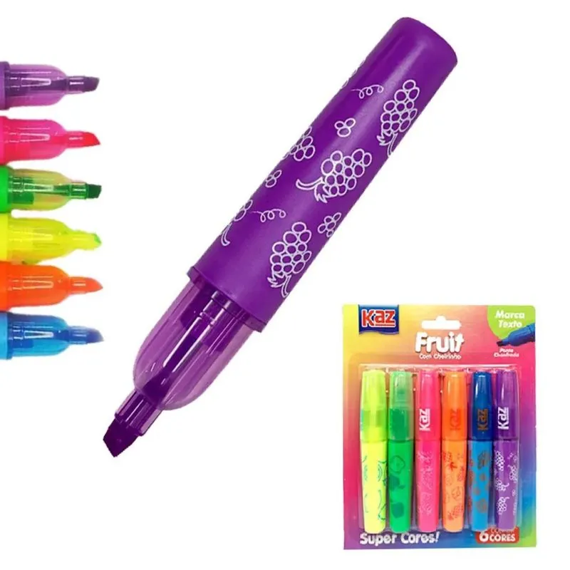 Marca texto fruit com cheirinho - 6 cores - KZ6006 - kaz
