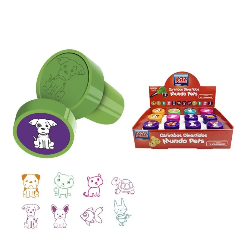 Caixa Com 12 Mundo Pets Kaz Sortido Divertidos Cores Material Escolar Infantil Criança Diversão