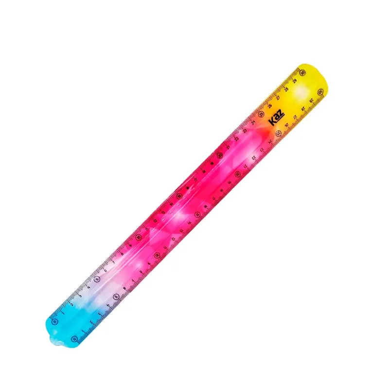Régua 30cm Flexível Rainbow Kaz Colorido Pontas Arredondadas Escolar Escritório Trabalho Medidas