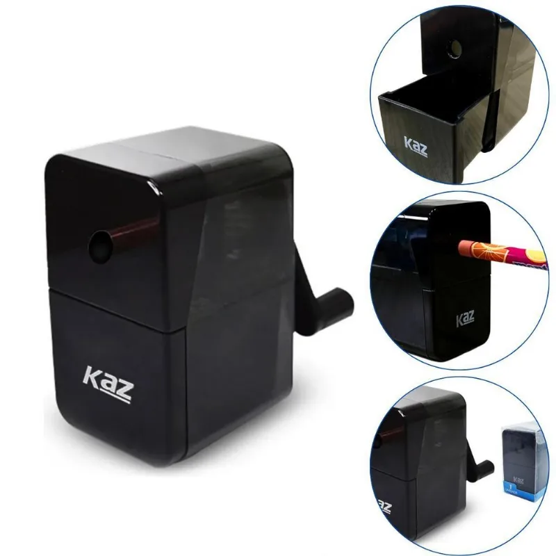 Apontador Manual De Mesa Com Manivela E Coletor Kz261 Preto